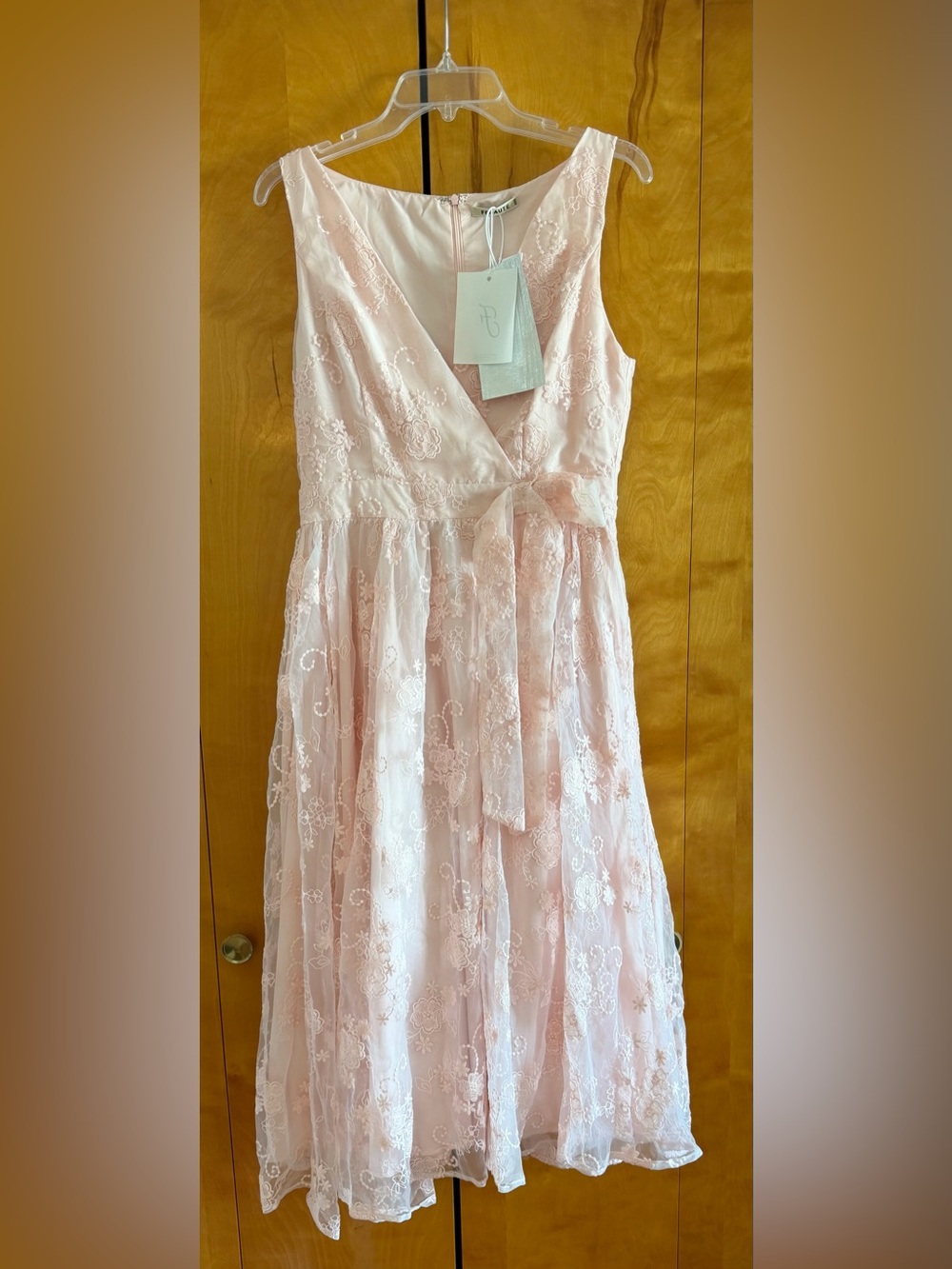 Fehaute Pink Lace Midi Dress NWT - Picture 2 of 6